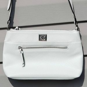 Anne Klein White Leather Shoulder Bag